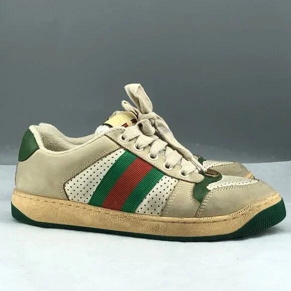 Gucci Ace Web Stripe Sneakers White Green Women’s Size 35.5 - Picture 3 of 11